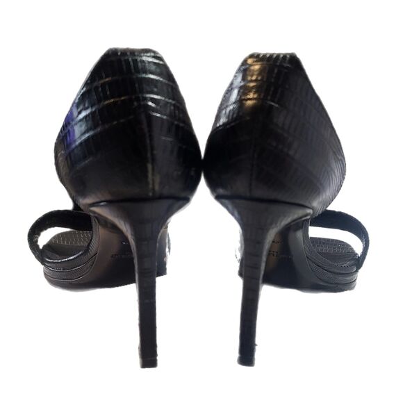 Saint Laurent Black Leather Lizard Open Toe Stiletto Heels, Size EU 35/US 5, GUC - Picture 4 of 10